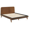 Platform Bed Dresser Chest Nightstand Set, Queen, Walnut, Wood, Modern