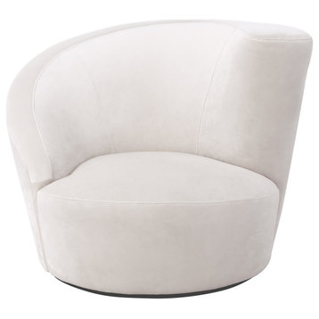 Pasargad Home Vicenza Swivel Base Crescent Chair, White