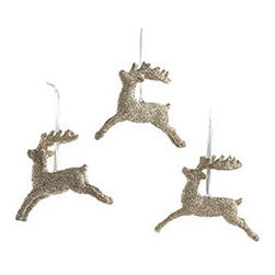 Dashing Reindeer Ornaments - Set of 3 - New - Christmas Ornaments