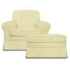 Upholstered Tight Back Lounge Chair w Ottoman