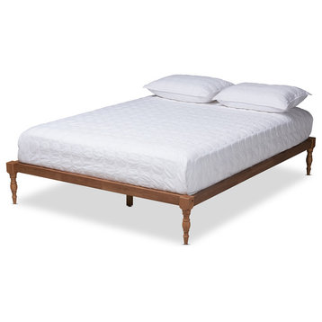 Jools Modern and Contemporary Walnut Brown Wood King Platform Bed Frame