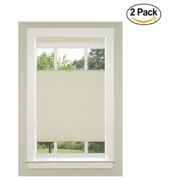 Top-Down Cordless Honeycomb Cellular Pleated Shades, Set of 2, Alabaster, 29"