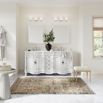 Antique White Traditional Style Single Sink Beckham Bathroom Vanity, White, 72", Double Sink, Freestanding