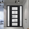 Front Exterior Prehung Door Frosted Glass / Manux 8002 Black / 64 x 80" Left In