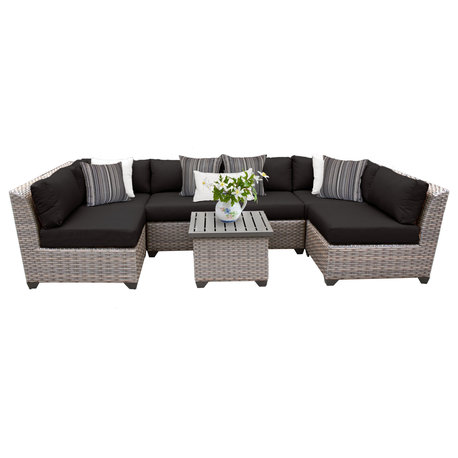 Florence 7 Piece Outdoor Wicker Patio Furniture Set 07c, Black