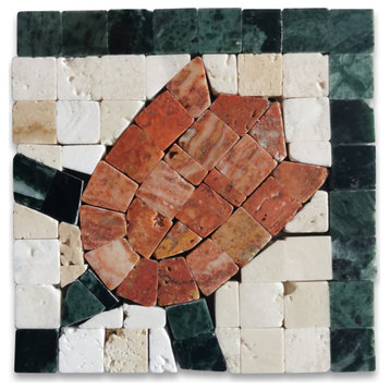 Magnifica Rose 3.1x3.1 Marble Mosaic Border Corner Tile Polished, 1 piece