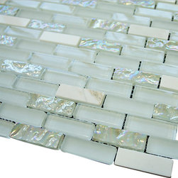 White Crystal Glass Mosaic Tile Brick Pattern (Glossy&Matte) - Home Decor
