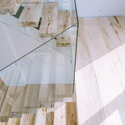 Bleached Southern Pecan stairs. - Wood Flooring
