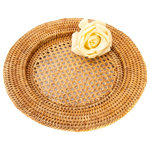 Artifacts Trading Company - Artifacts Rattan™ Open Weave Charger, Honey Brown, 13"x13" - Dimensions: 13"x13"x1" (inches)