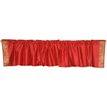 Fire Brick - Rod Pocket Top It Off handmade Sari Valance 43W X 20L - Pair