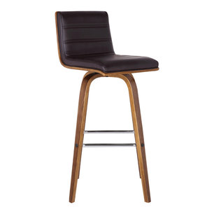 Vienna Contemporary Swivel Bar Stool, Counter Height, Brown