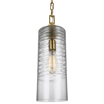 Murray Feiss P1446BBS Elmore Cylinder Pendant, Burnished Brass