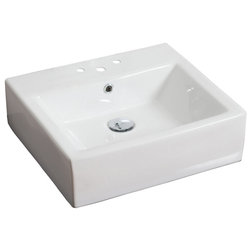 Contemporary Bathroom Sinks American Imagination AI-438 Above Counter Rectangle Vessel in White For 4-in. o.