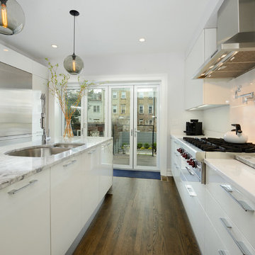 Contemporary townhouse centrally situated on one of Hoboken’s finest blocks.