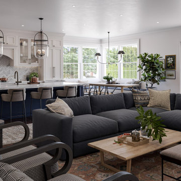 Comfortable living, kitchen, and dining space
