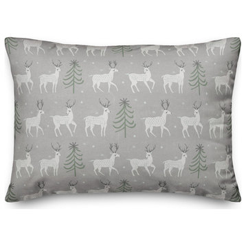 Deer and Tree Pattern 14x20 Spun Poly Pillow