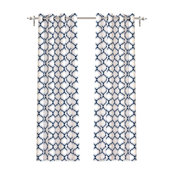 DriftAway Geo Trellis Room Darkening Blackout Window Curtains, Navy, 52"x84"