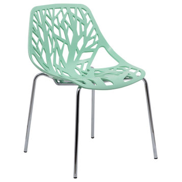 Leisuremod Asbury Plastic Dining Chair With Chome Legs, Mint