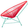 Acapulco Indoor/Outdoor Handmade Lounge Chair New Frame Colors, Red Weave, Mint Frame