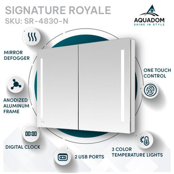 AQUADOM Signature Royale LED Medicine Cabinet Defogger 48''x30"x5"