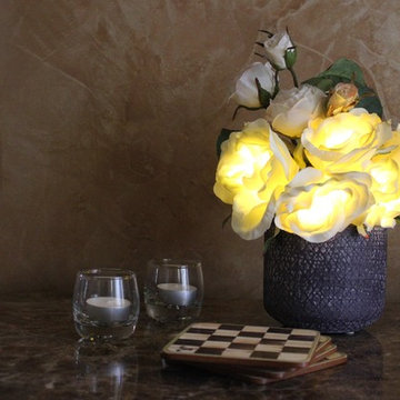 Radiant Roses - White/Yellow in Purple Ceramic Vase