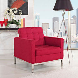 Florence Style Red Wool Loft Club Chair - Armchairs And Accent Chairs