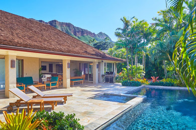 Example of an island style pool design in Hawaii