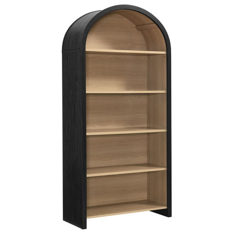 Evie Arched Wide Bookcase Display Cabinet, Black