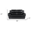 69" Black And Silver Faux Leather Love Seat