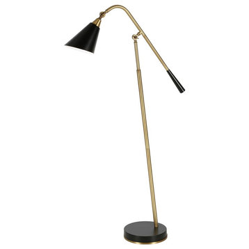 Vidal Two-Tone/Tilting Floor Lamp with Metal Shade in Brass/Matte...