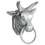 MarktSq - Mounted Bull Head Wall Decor - This stunning Bull Head Wall Decor has been cast in aluminum and has very intricate features. The polished finish adds elegance and style to this gorgeous piece. Hang this over the mantle or in the game room and this magnificent piece will instantly transform the room. Or mount this in the gym and use the nose ring to hang your towels. The Bull Head has two keyhole hooks in the back by which it can be mounted easily and securely.