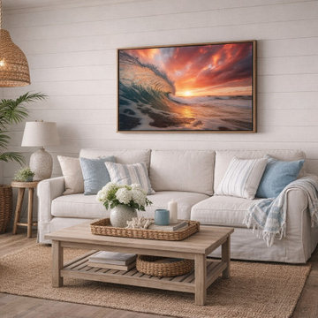 Crimson Coastline Coastal Wall Art Prints