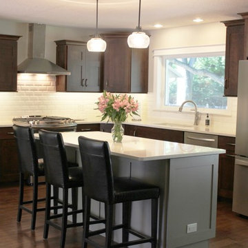 Bettendorf, IA- Kitchen in Dark Mocha Cabinetry With Painted Gray Accent Island