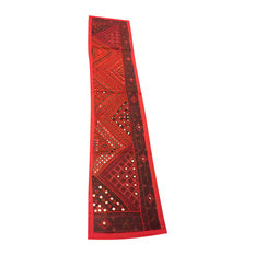 Mogul Interior - Mogul Boho Banjara Table Runner Red Sequin Embroidered Mogul Wall Hanging - Table Runners