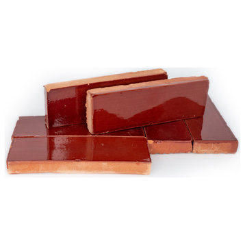 Hand Painted 2x6 Solid Color Moroccan Tile ,Red