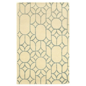 Hawthorne Collection 2' x 3' Hand Tufted Rug in Ivory and Turquoise