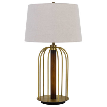 Metal and Rubber Wood Table Lamp in Antique
