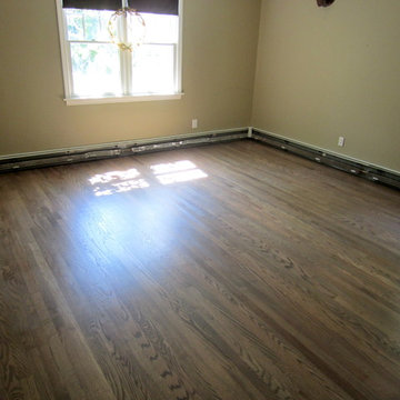 NISSEQUOGUE: 2 1/4" RED OAK W/ CUSTOM GREY BLEND STAIN + BONA TRAFFIC HD SATIN