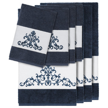 Scarlet 8-Piece Embellished Towel Set, Midnight Blue
