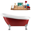 61" Streamline N482CH-IN-PNK Clawfoot Tub and Tray With Internal Drain