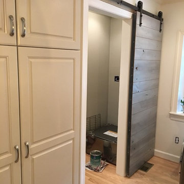 AFTER with barn door and cabinets relocated!