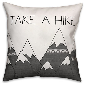 Gray Mountains Take a Hike 18"x18" Outdoor Throw Pillow
