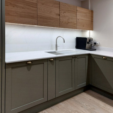 Green Shaker and Exposed Oak Kitchen