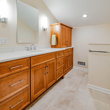 Maple Caramel Vanity with Linen Storage