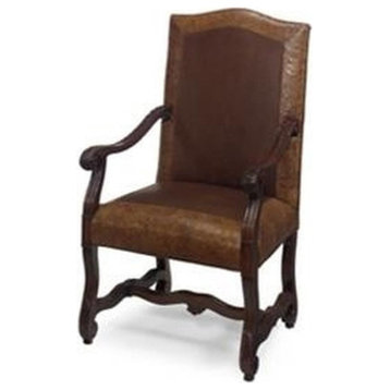 Arm Chair J NEAL Traditional Antique Arms Chocolate Brown Leather
