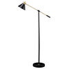 Benzara BM283118 58" Metal Floor Lamp, Adjustable Shade Height, Gold, Black