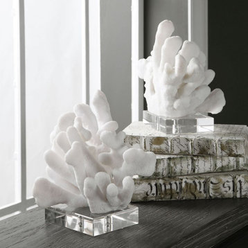 Uttermost Charbel 6x9" White Bookends, 2-Piece Set
