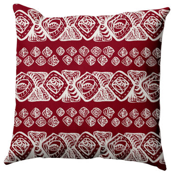 Tribal Geo Outdoor Pillow, Red, 20"x20"