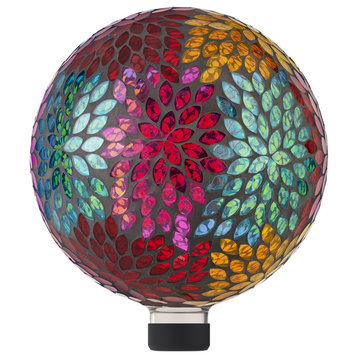 10" Colorful Mosaic Leaves Gazing Globe