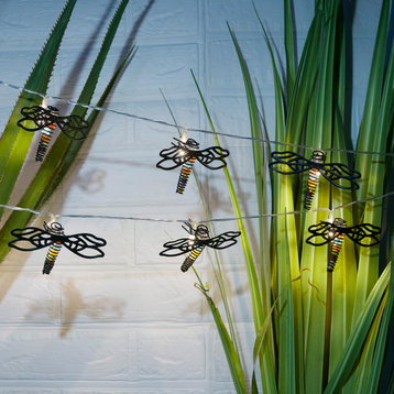 93"L Indoor 10-Bulb Decorative Metal Dragonfly LED String Lights